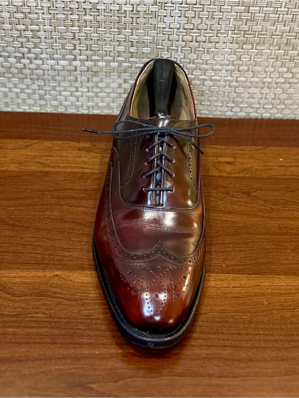 🌟HP🌟VTG 1980s-90s Johnston & Murphy Burgundy Leather Wingtip Oxfords 9 C/A USA